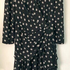 Liz Roberts, Black White Rose Print Dress